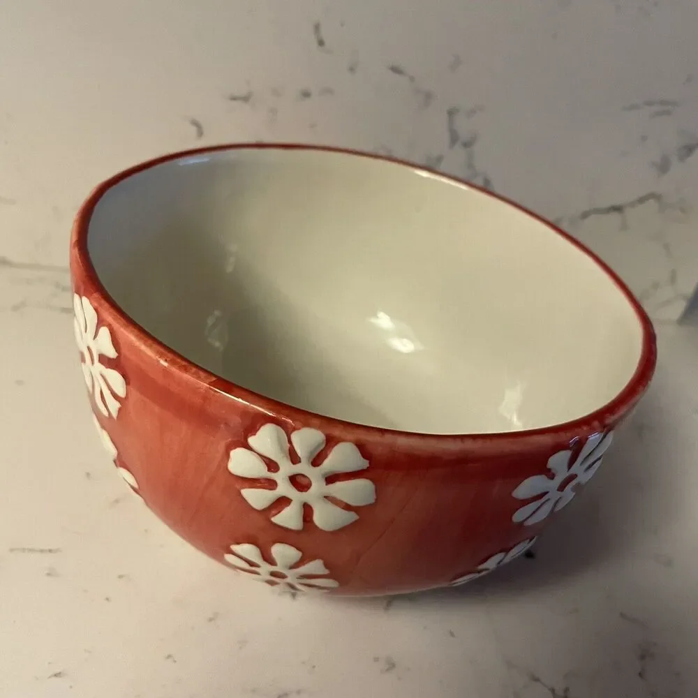 Bloom Rite Soup / Cereal Bowl Retro Vintage Groovy Flower Power Big Red Daisy‎